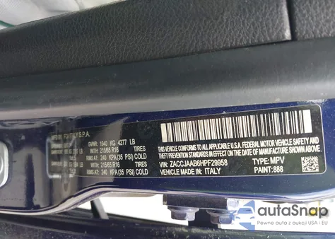 2017 Jeep Renegade Sport Fwd from USA, damaged, VIN ZACCJAAB6HPF29958